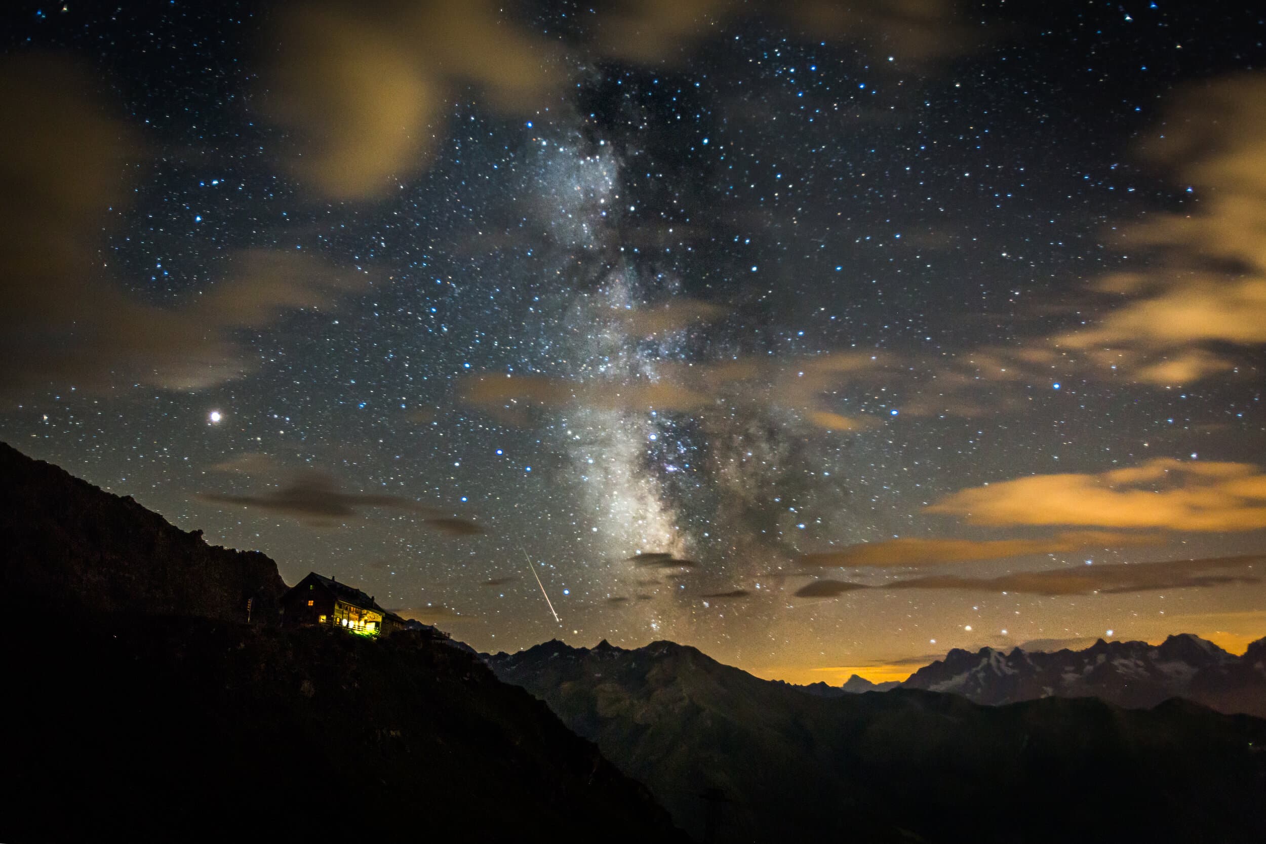 The Milky Way arcing over the Swiss Alps