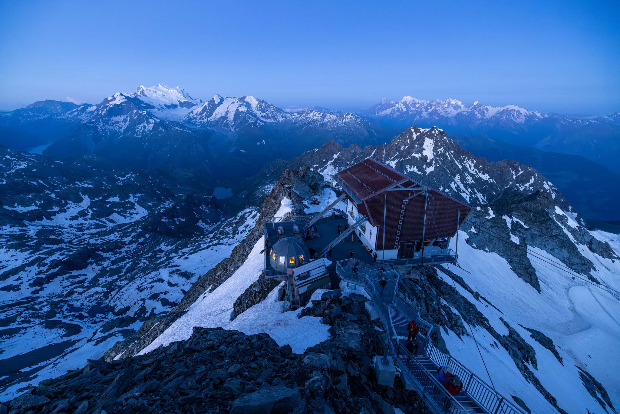 Blue hour at mountain refuge